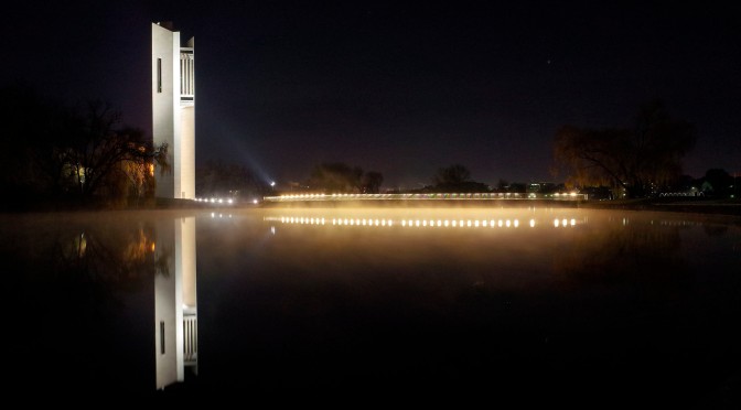 Fountains and fog, a 24 hour wander in Canberra