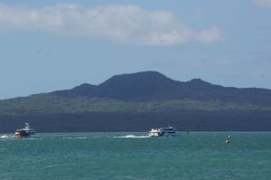 The Rangitoto island volcano dominates the view to the north east of Auckland.