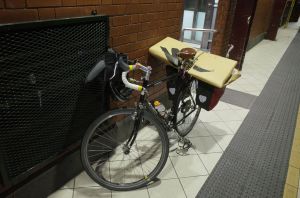 Bike with box attached at Flinders Station